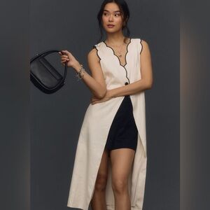 Anthropologie Maeve Tipped Linen longline Vest size L